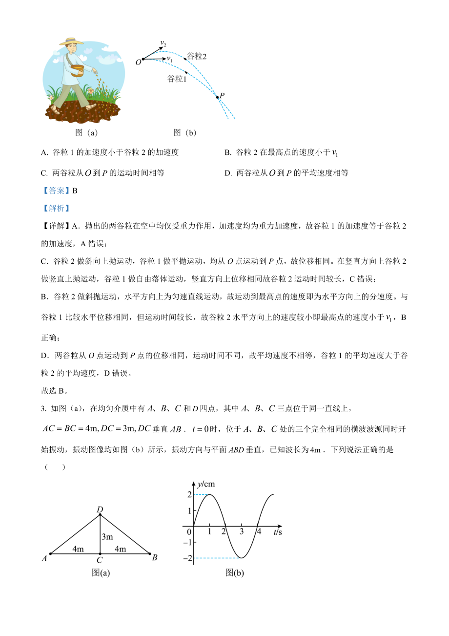 2023年高考湖南卷物理真题（解析版）.docx_第2页