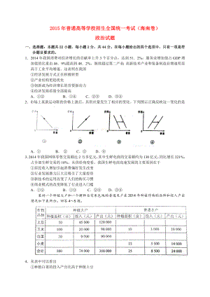 2015年海南省高考政治试题及答案.doc