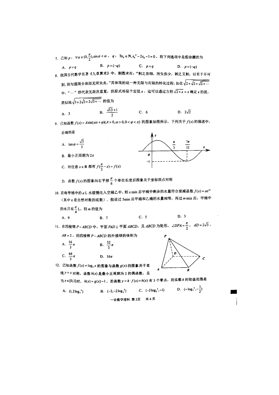 2020泸州一诊理数试卷.docx_第2页