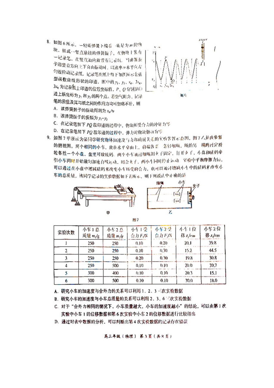 2019—2020海淀区高三期中考试物理试题及答案.docx_第3页