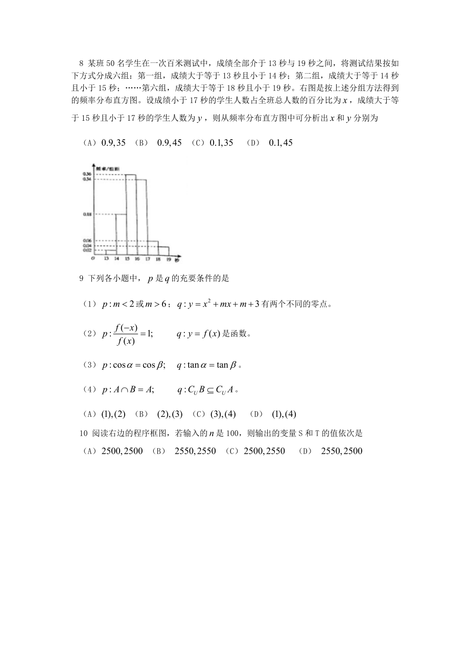 2007年山东高考理科数学真题及答案.doc_第2页