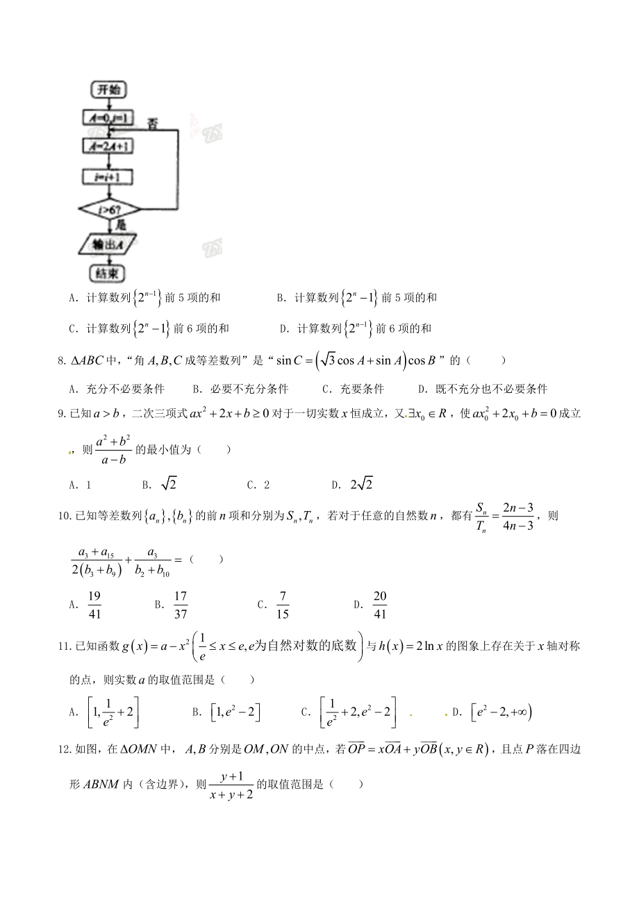 精品解析：【全国百强校】河北省衡水中学2017届高三上学期第三次调研考试理数试题解析（原卷版）.doc_第2页