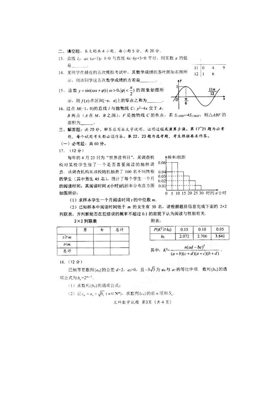 2020绵阳二诊文科数学试题及答案.docx_第3页