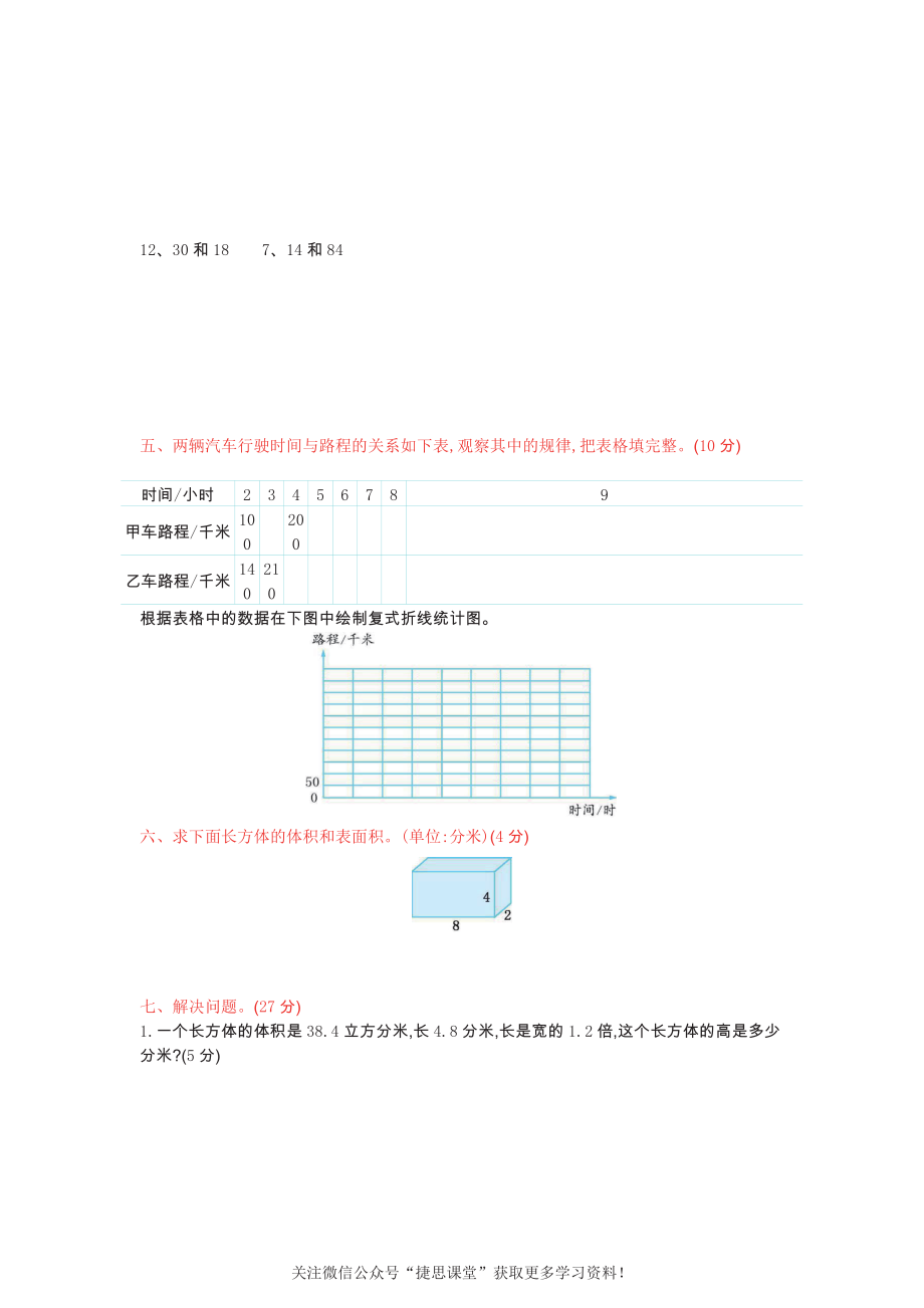 五年级下册数学北京版期中测试卷（1）（含答案）.pdf_第2页