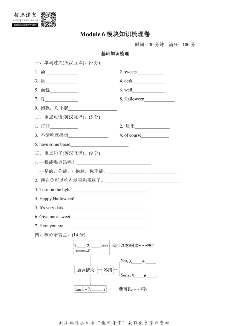 四年级上册英语外研版Module6模块知识梳理卷（含答案）.pdf_第1页