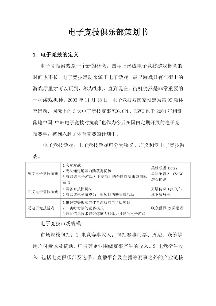 电子竞技俱乐部策划书.doc_第1页