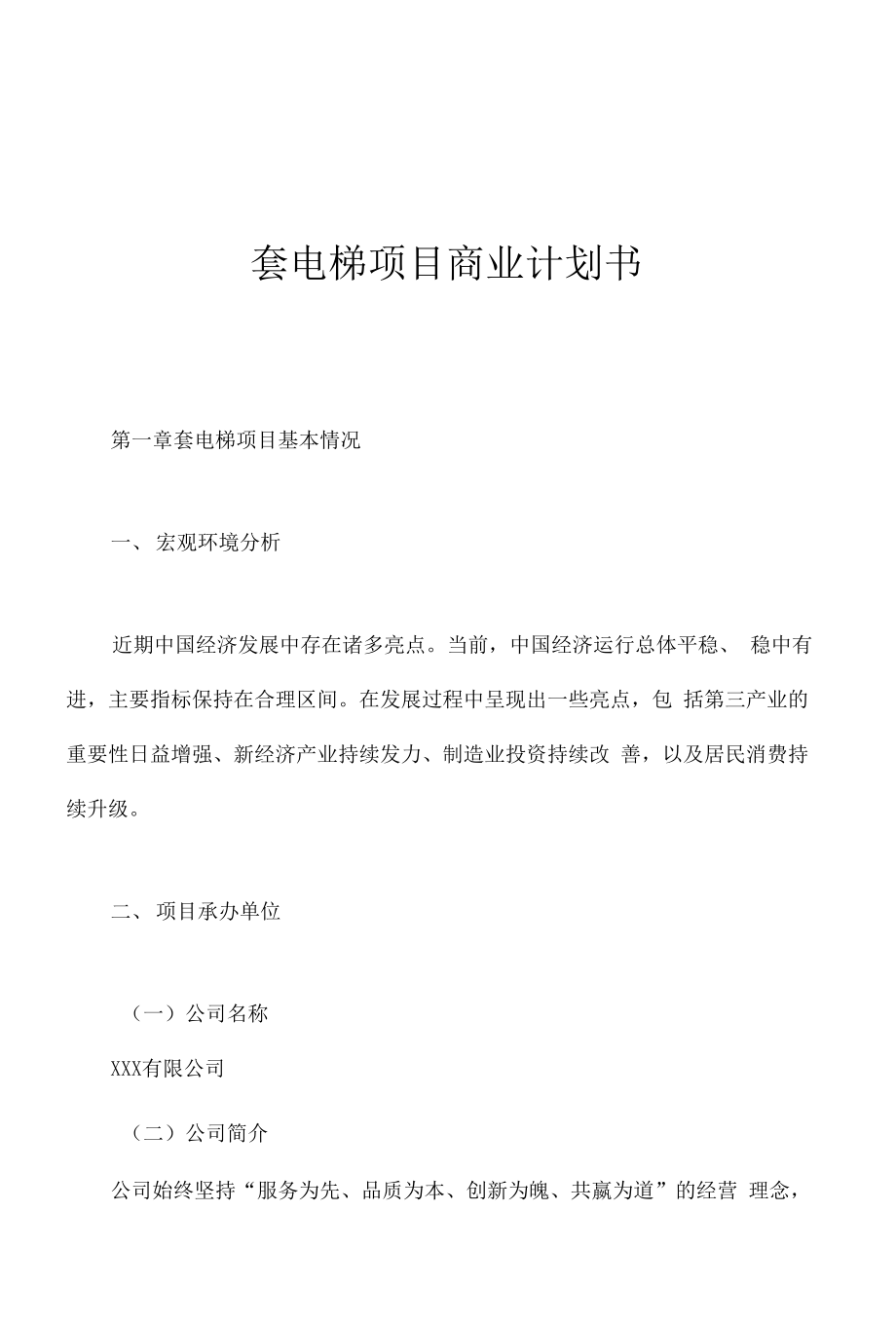 套电梯项目商业计划书.docx_第1页