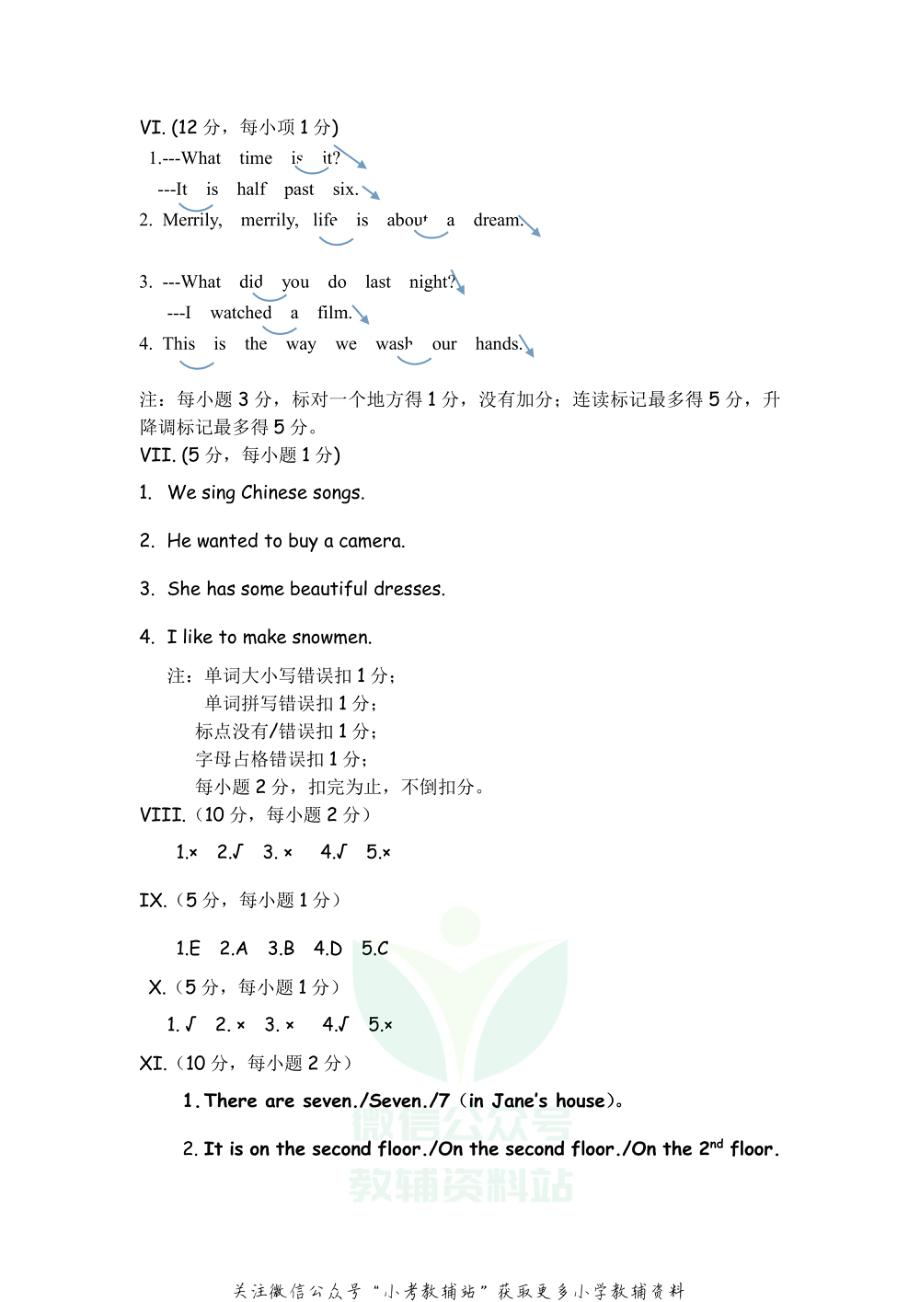 河北省邯郸市永年区英语六年级第一学期期末试题 2020-2021学年（冀教版三起）答案.pdf_第2页