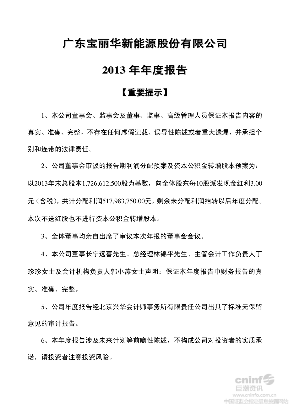 000690_2013_宝新能源_2013年年度报告_2014-01-23.pdf_第1页