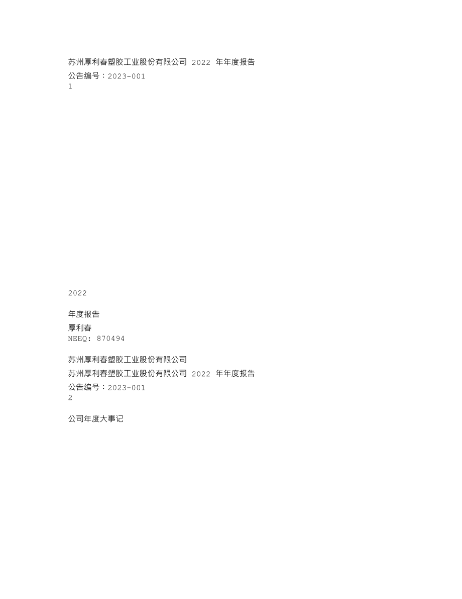 870494_2022_厚利春_2022年年度报告_2023-02-09.txt_第1页