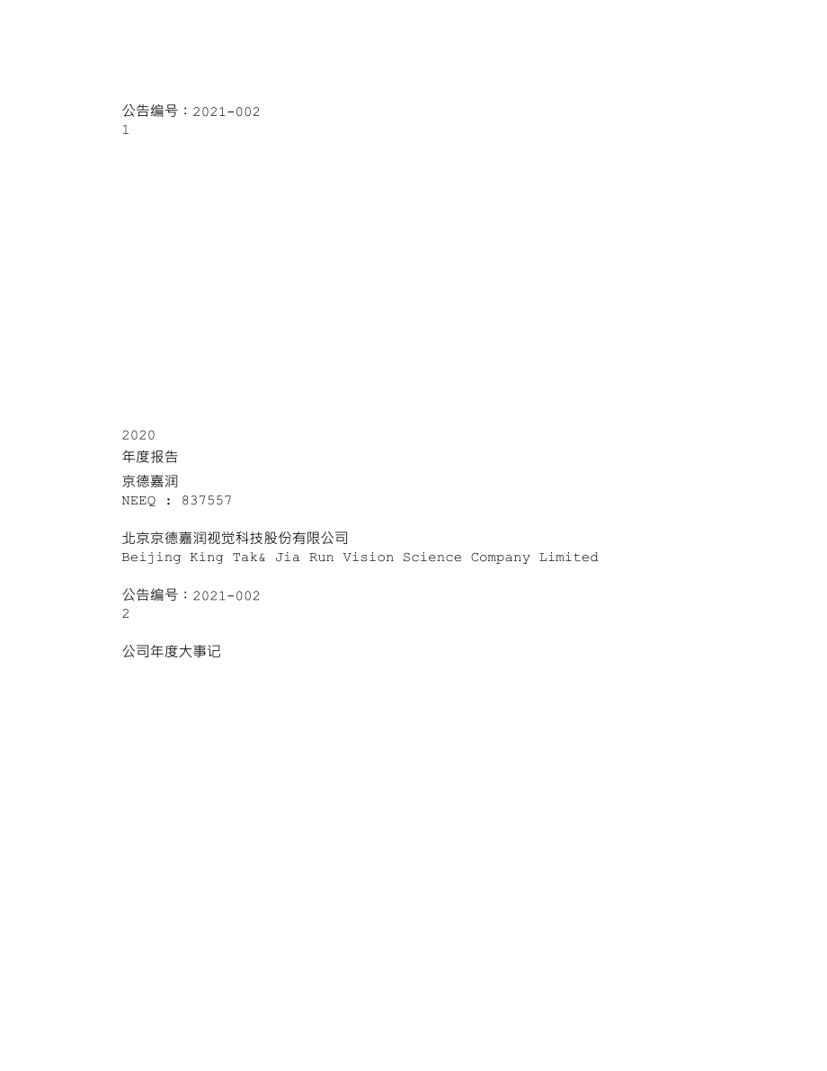 837557_2020_京德嘉润_2020年年度报告_2021-04-22.txt_第1页