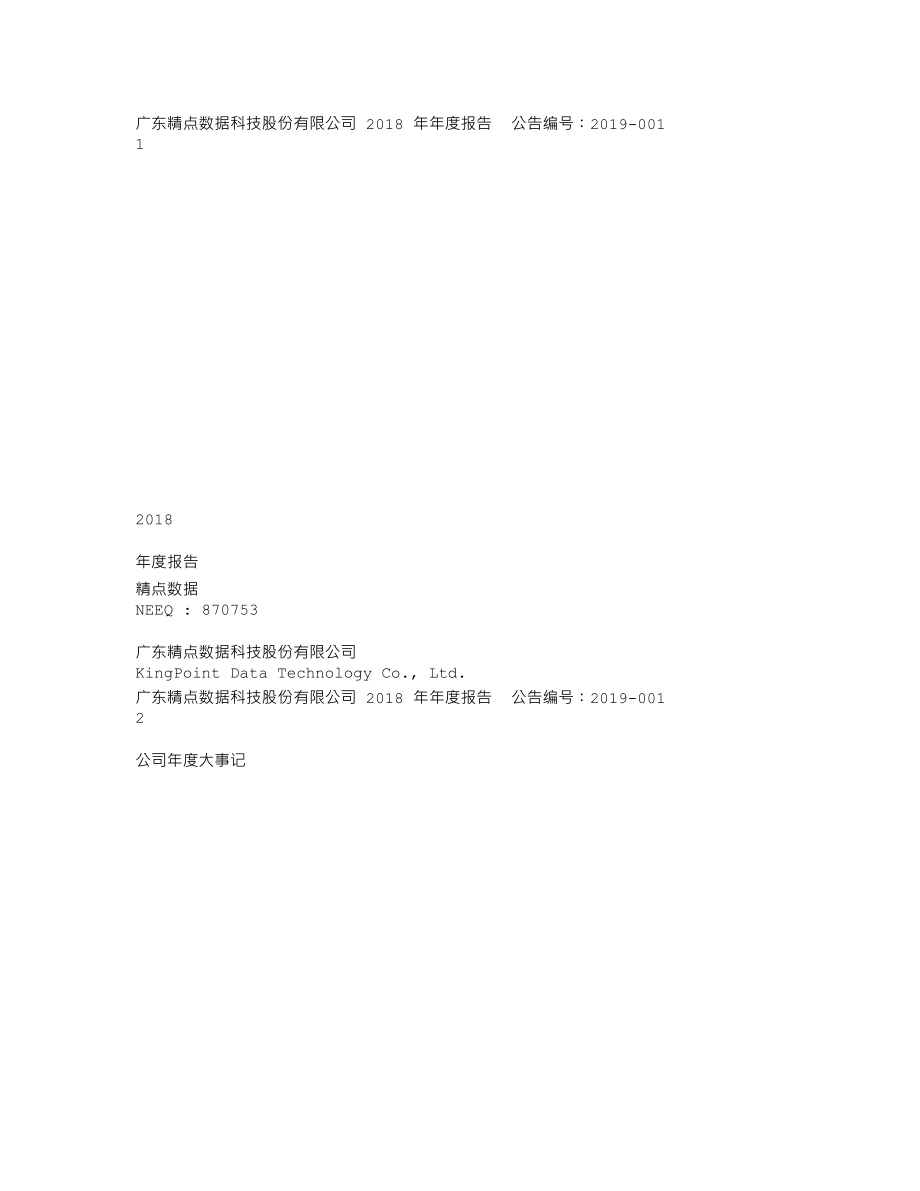 870753_2018_精点数据_2018年年度报告_2019-04-24.txt_第1页