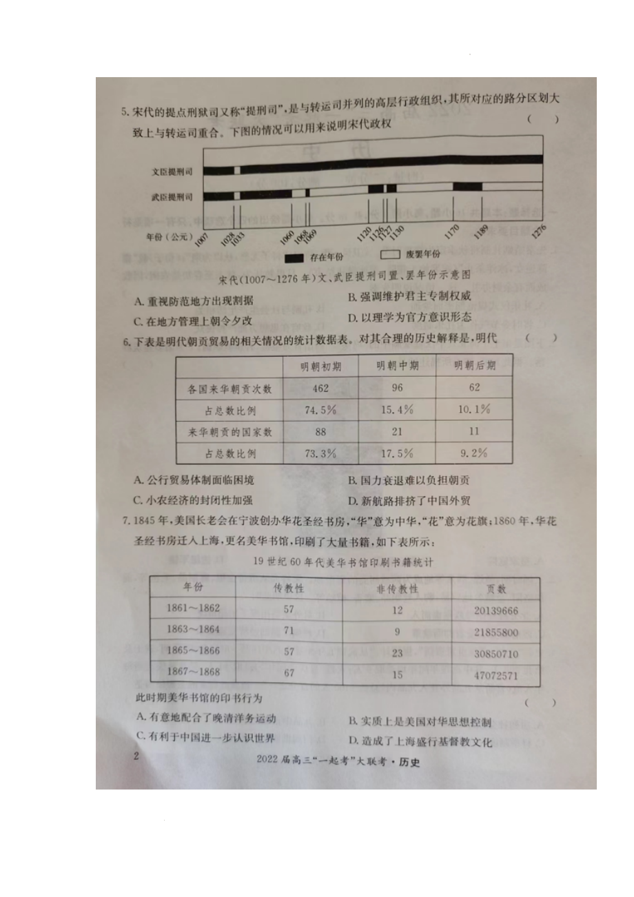 湖南省市（州）部分学校2022届高三下学期“一起考”大联考历史试题.docx_第3页