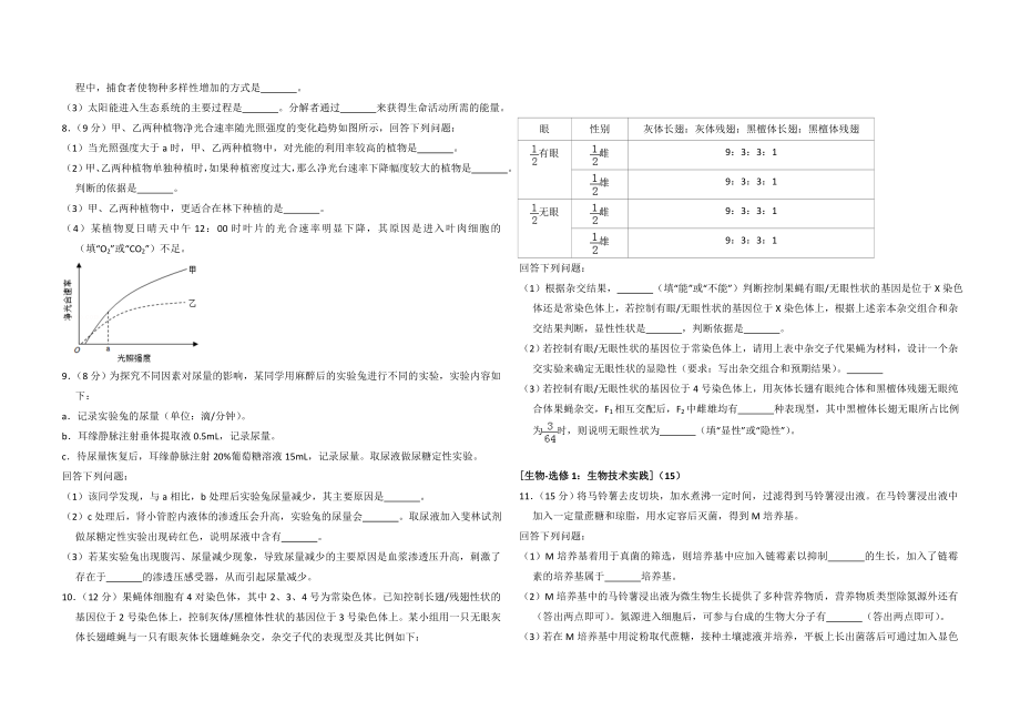 2018年全国统一高考生物试卷（新课标ⅰ）（原卷版）(1).doc_第2页