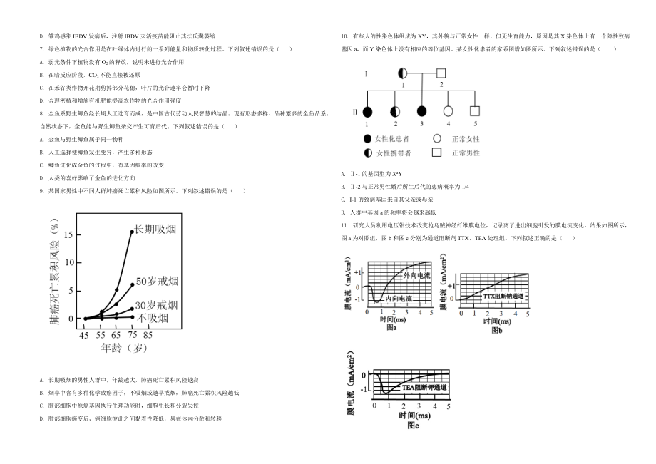 2021年湖南高考生物（新高考）（原卷版）.doc_第2页