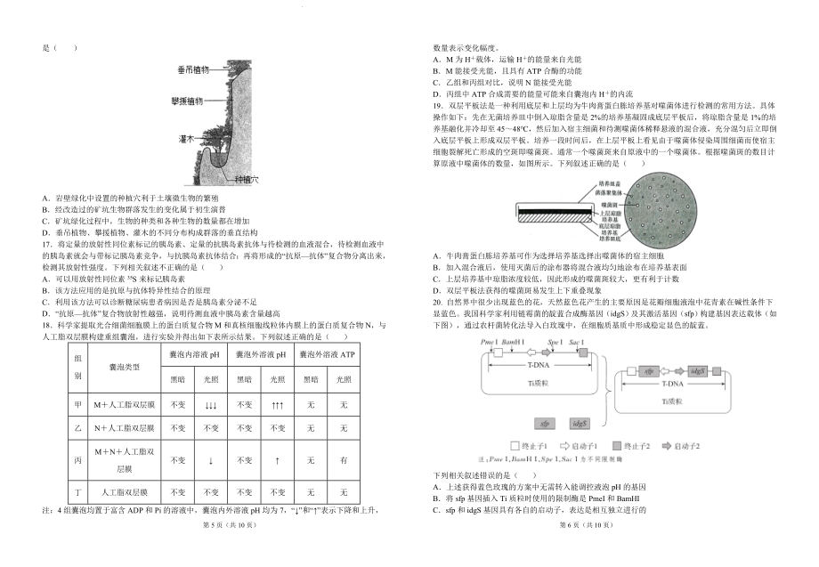 2022届湖北省襄阳市第五中学高三一模生物试题.docx_第3页