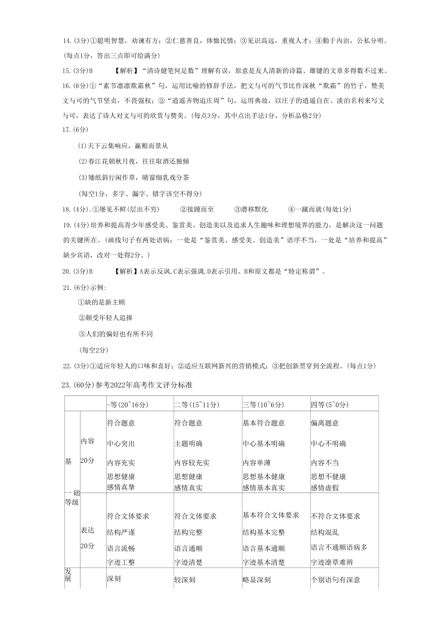 2023届西南3+3+3高考备考诊断性联考（一）语文试题答案.docx_第2页