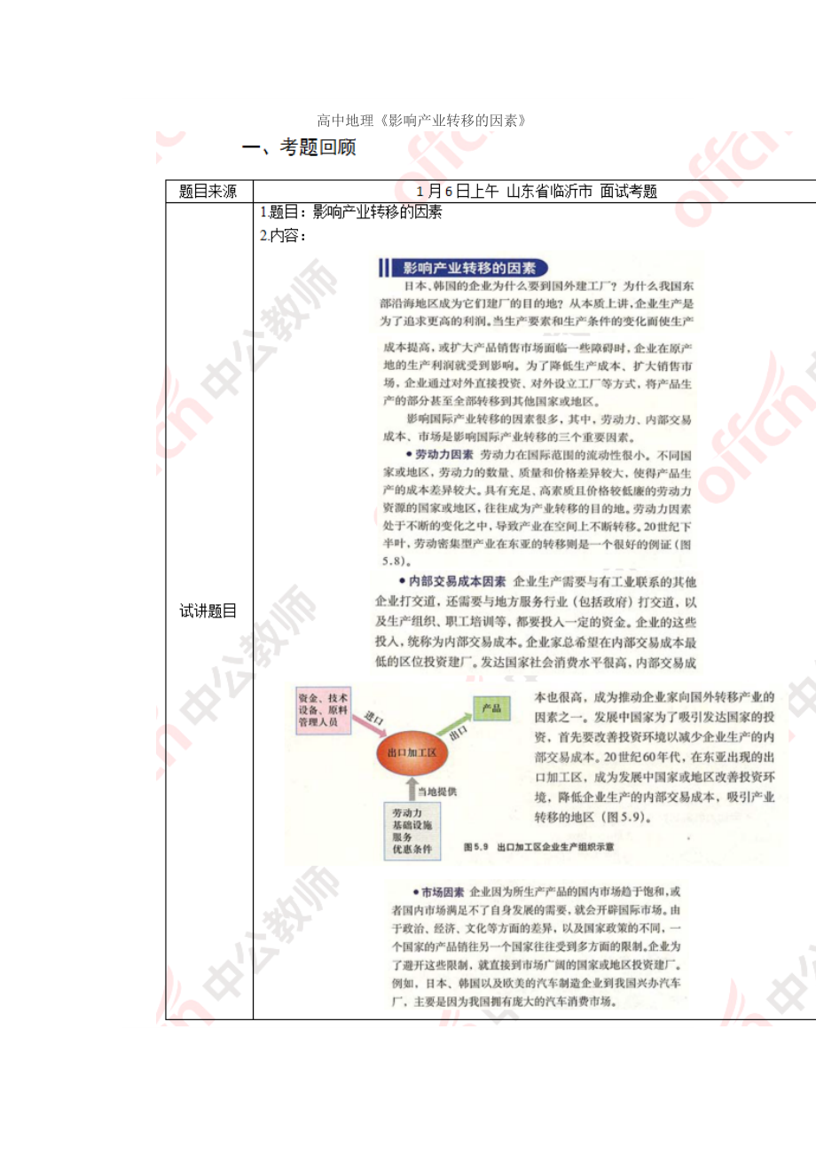 2017下半年高中地理教师资格证面试真题(精选)第一批.docx_第1页