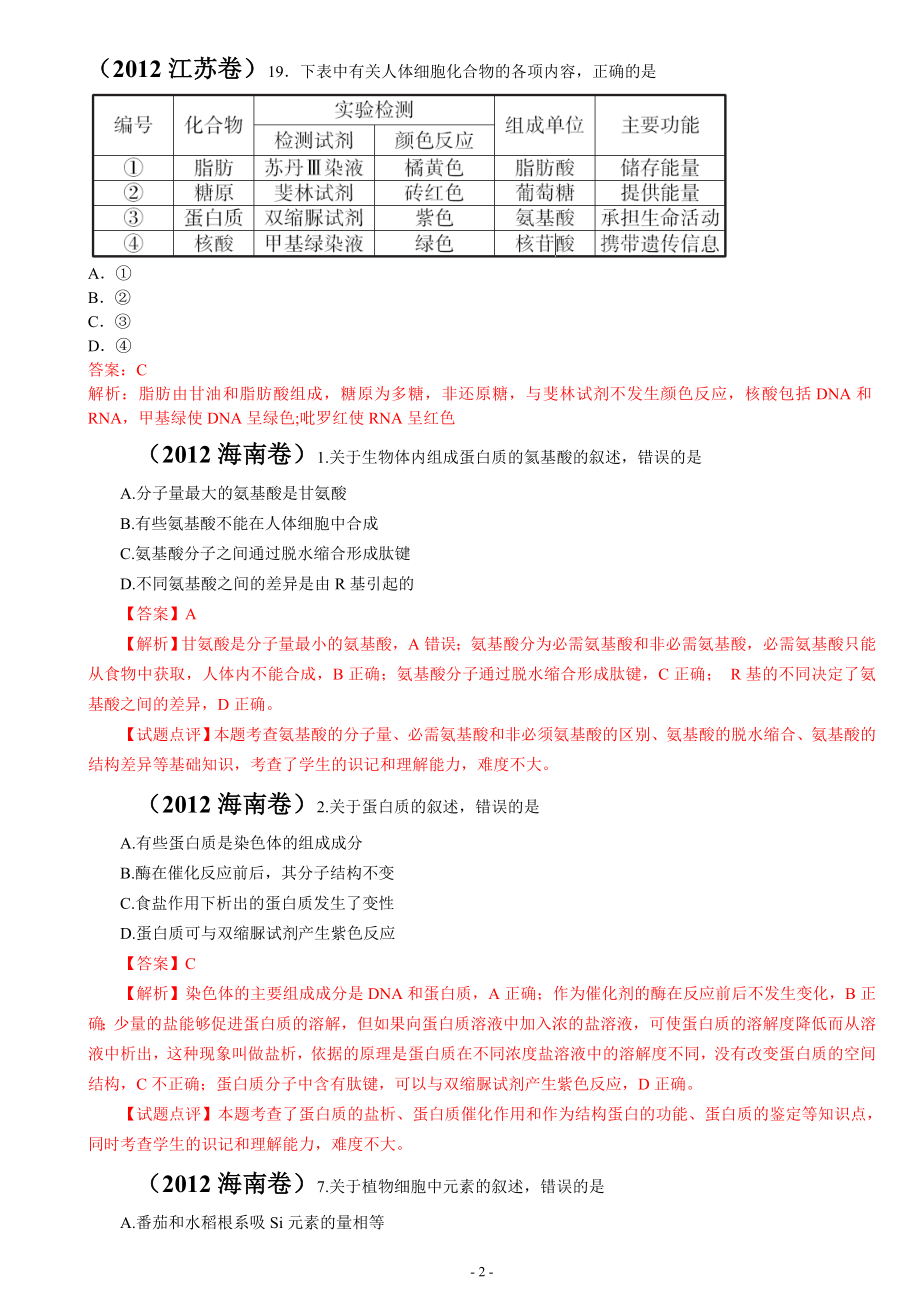 2012年全国各地高考生物试题分章汇编汇总.doc_第2页