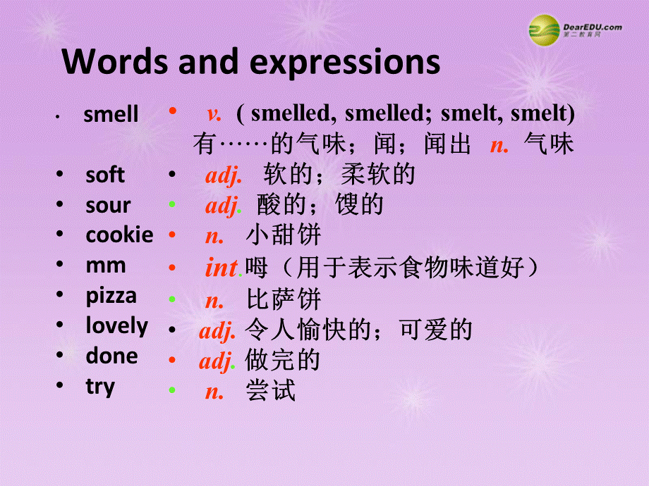 八年级英语下册 Module 1 Feelings and impressionsUnit 1 It smells delicious课件 .ppt_第3页