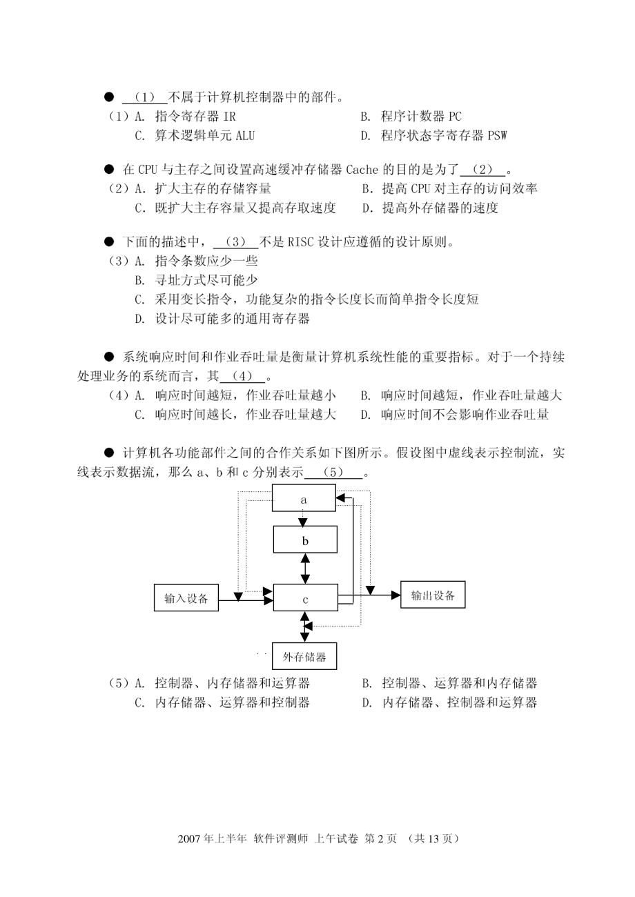 2007年上半年软件评测师上午试题.pdf_第2页