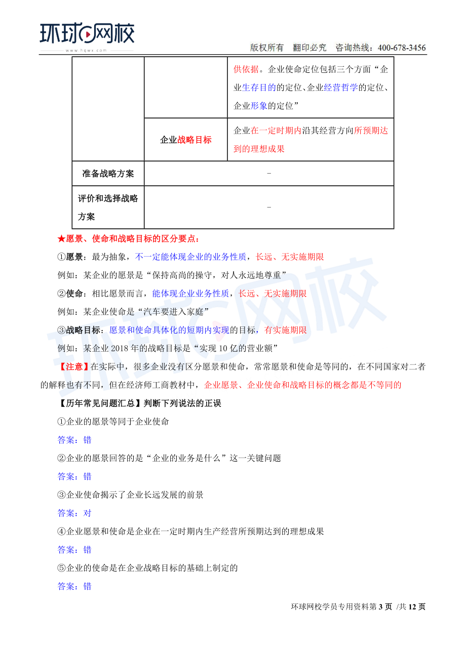 2018中级经济师-工商-考点强化班【李争】-01、第1章企业战略与经营决策（1）.doc_第3页