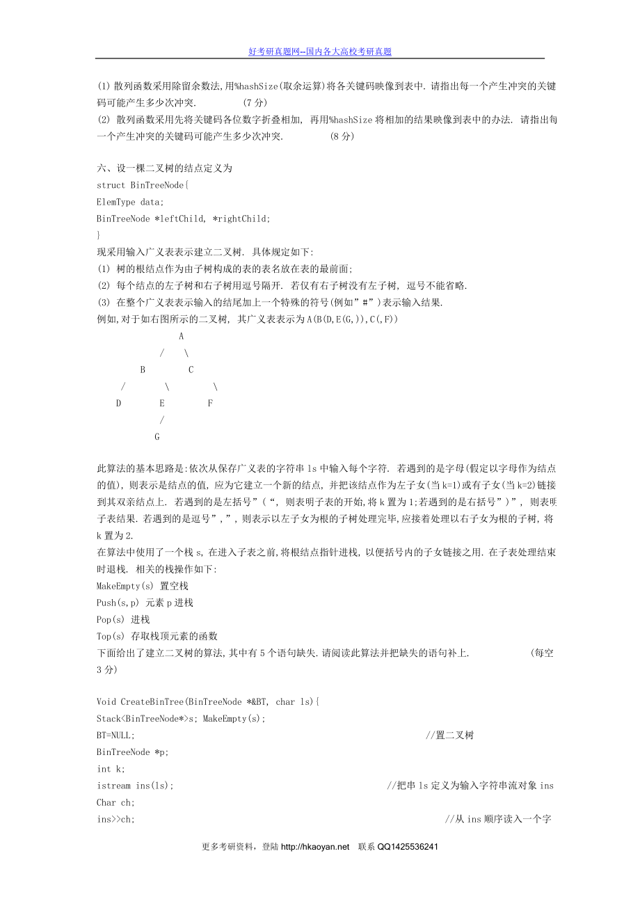 清华大学考研真题—清华大学2001年数据结构与程序设计试题.doc_第2页