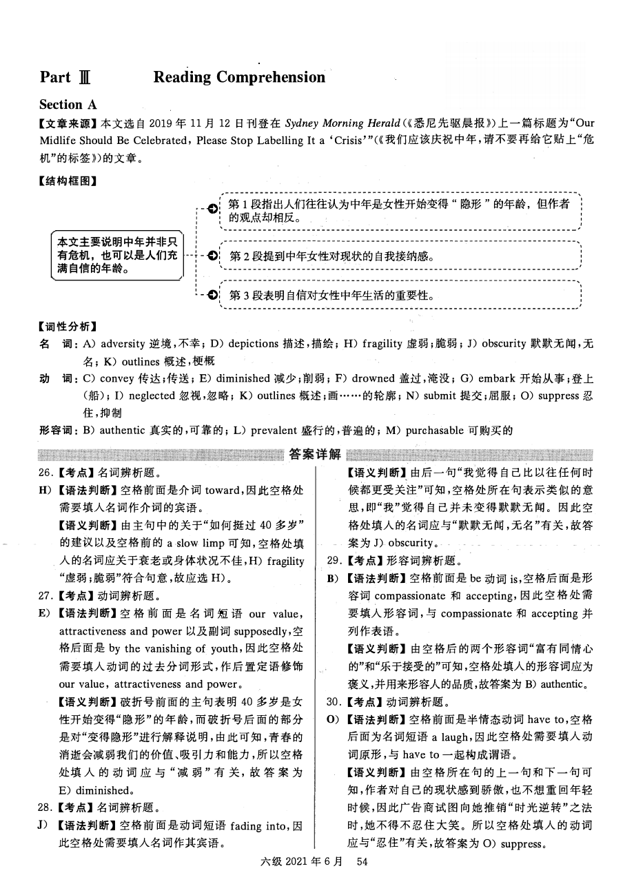 2021年06月英语六级真题答案解析（卷三）.pdf_第2页