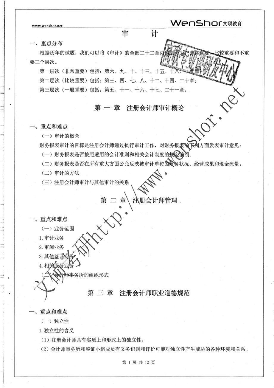 、审计考研考点总结一本打印版13页.pdf_第1页