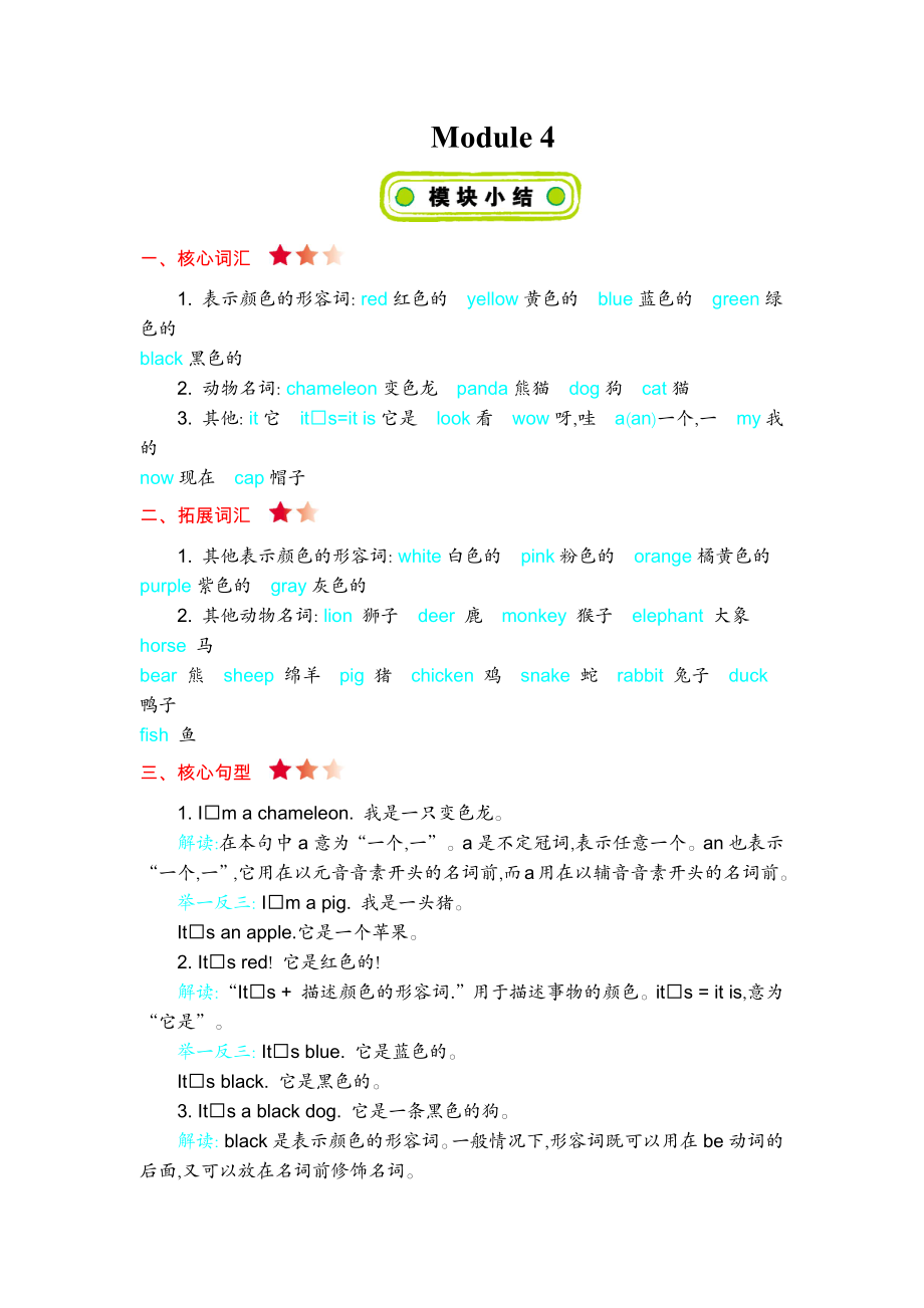 外研三上 Module 4 知识清单.docx_第1页