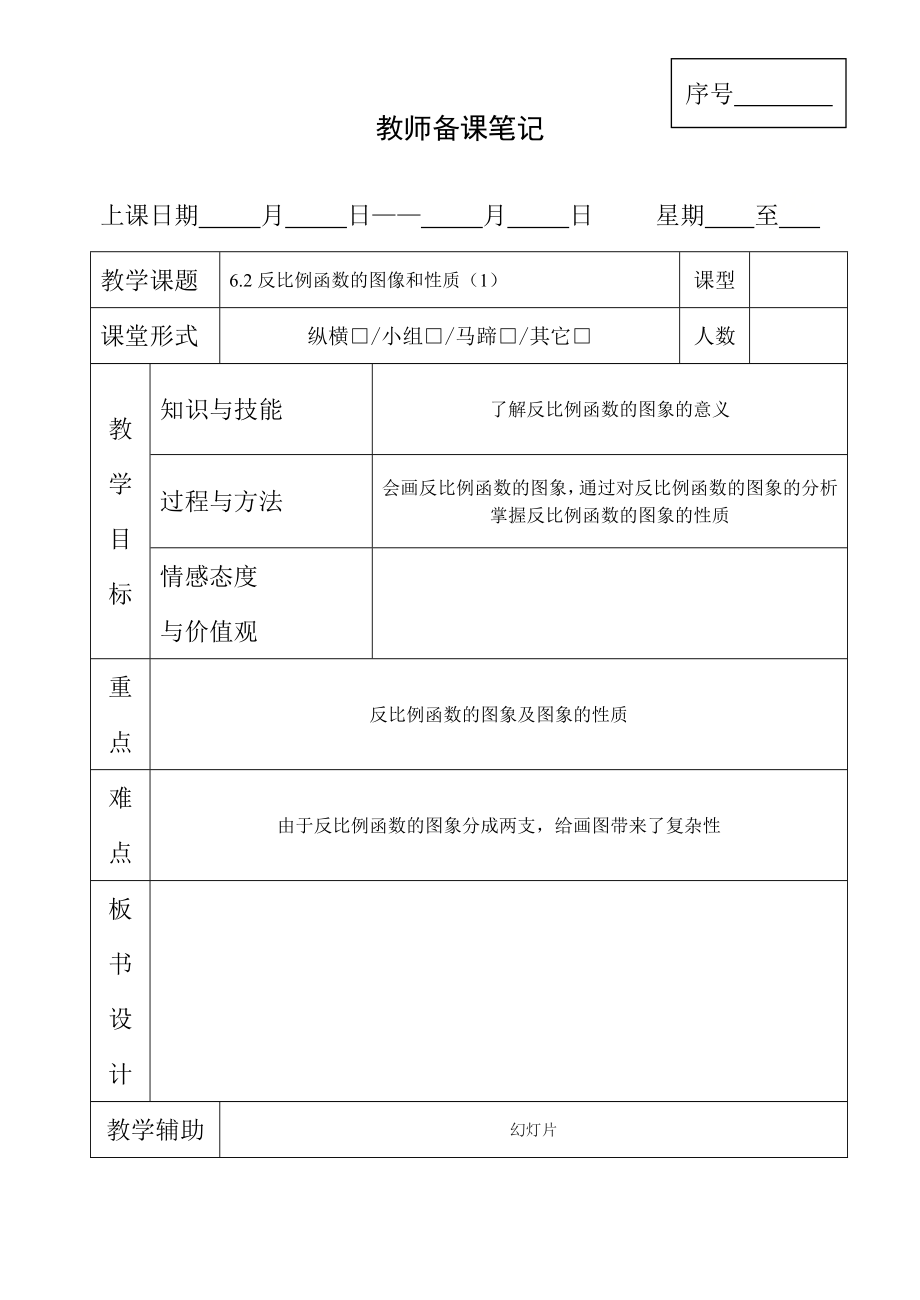 6.2反比例函数的图像和性质（1）.doc_第1页