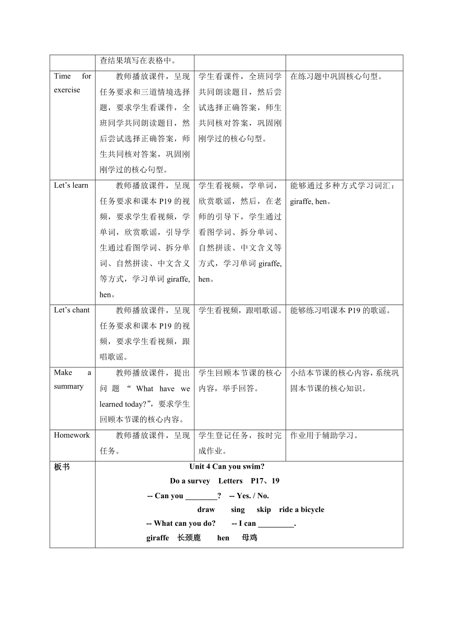 预课——Unit 4 Can you swim Do a survey Letters 教案.docx_第3页