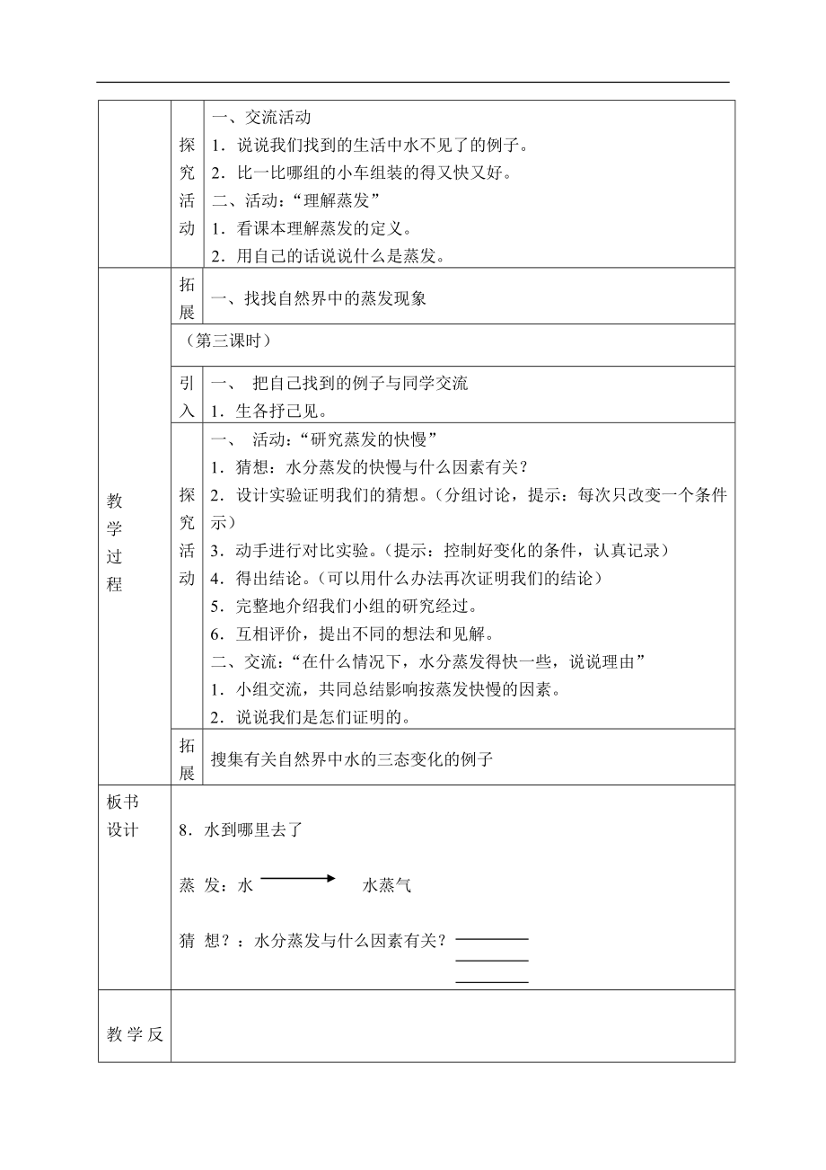 冀教小学科学四下册《8水到哪里去了 》word教案.doc_第2页