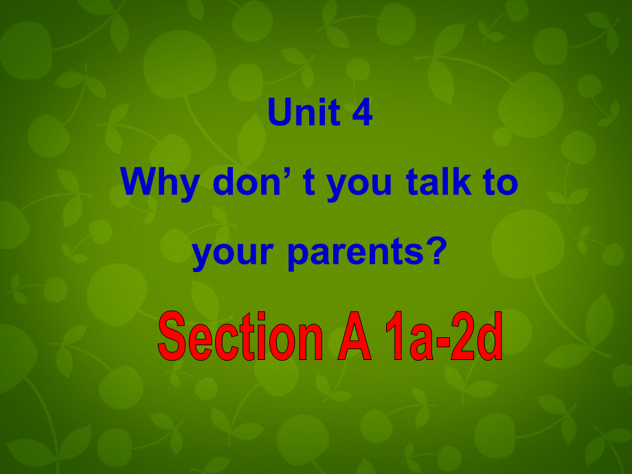 湖北省北大附中武汉为明实验学校八年级英语下册 Unit 4 Why don’t you talk to your parents Section A 1课件 .ppt_第2页