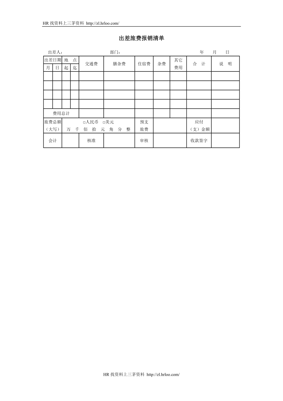 出差旅费报销清单.doc_第1页