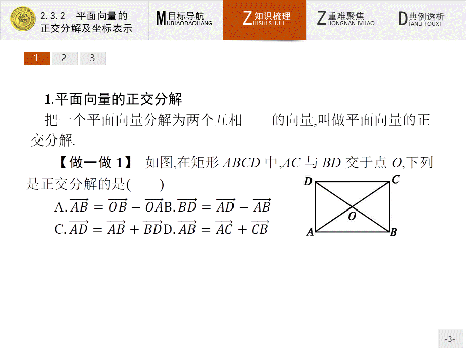 2018版高中数学人教A必修4课件：2.3.2 平面向量的正交分解及坐标表示.ppt_第3页