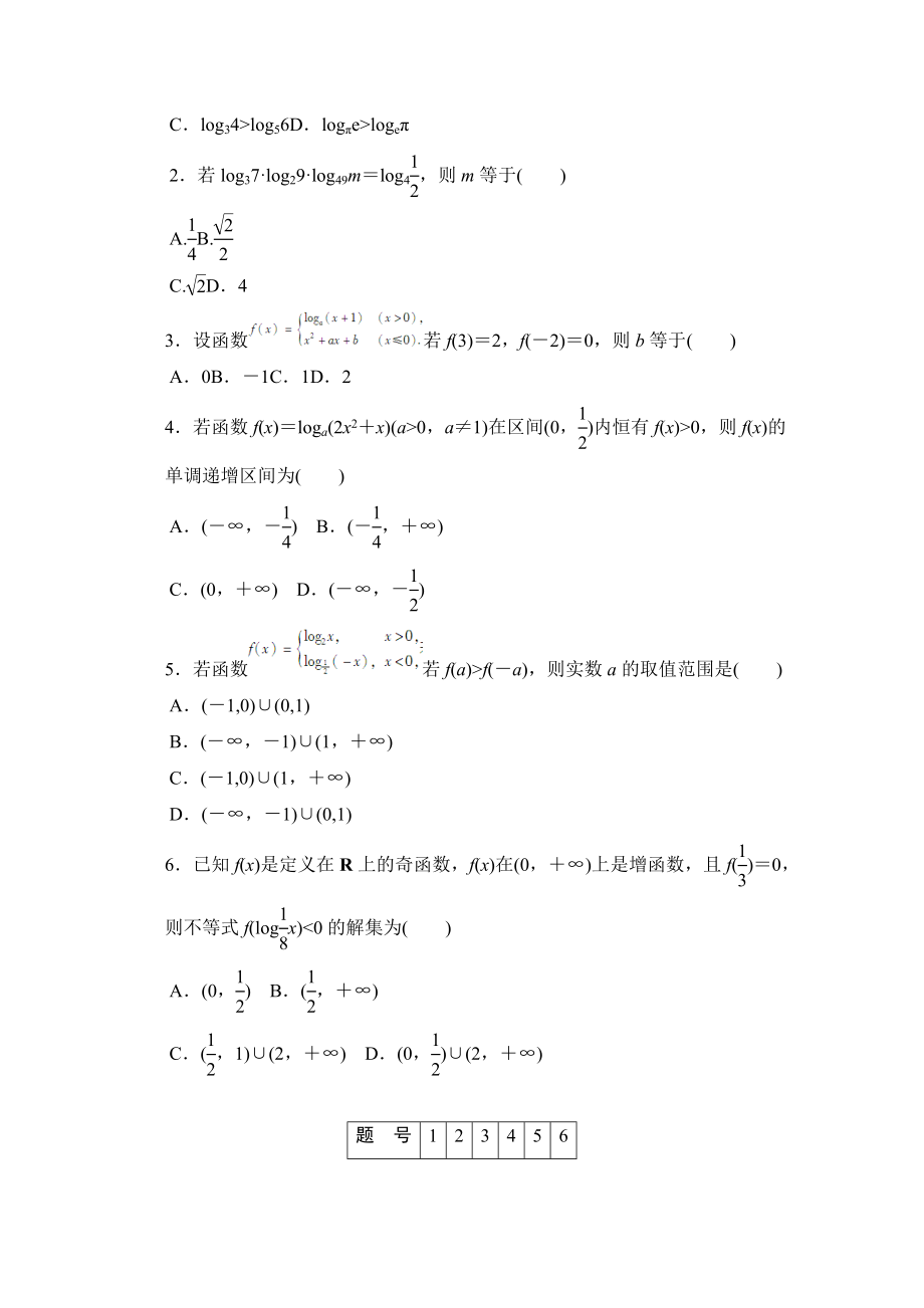 高中数学（人教版A版必修一）配套课时作业：第二章 基本初等函数 （Ⅰ） 2.2习题课 Word版含解析.doc_第2页