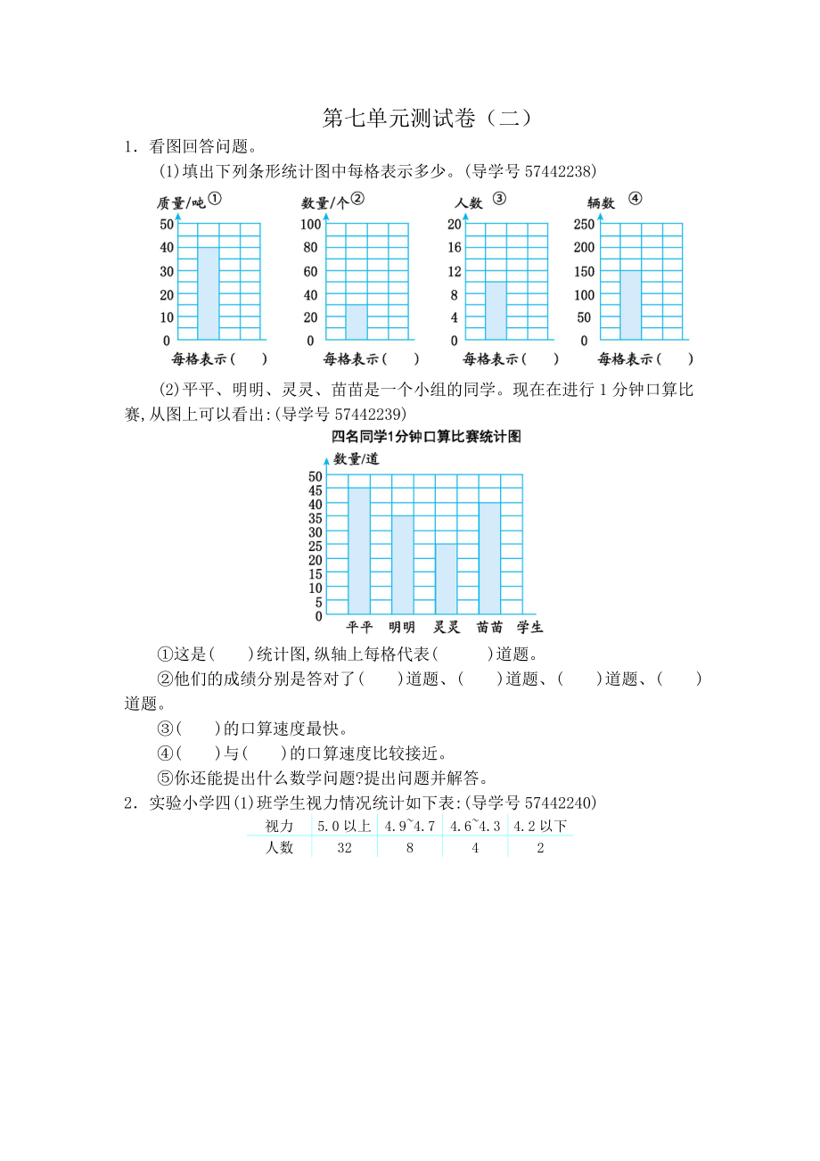 人教版数学4年级（上）第七单元测试卷4（含答案）.docx_第1页