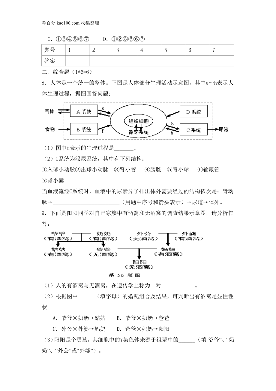 2017湖北十堰生物中考模拟卷(1).doc_第2页