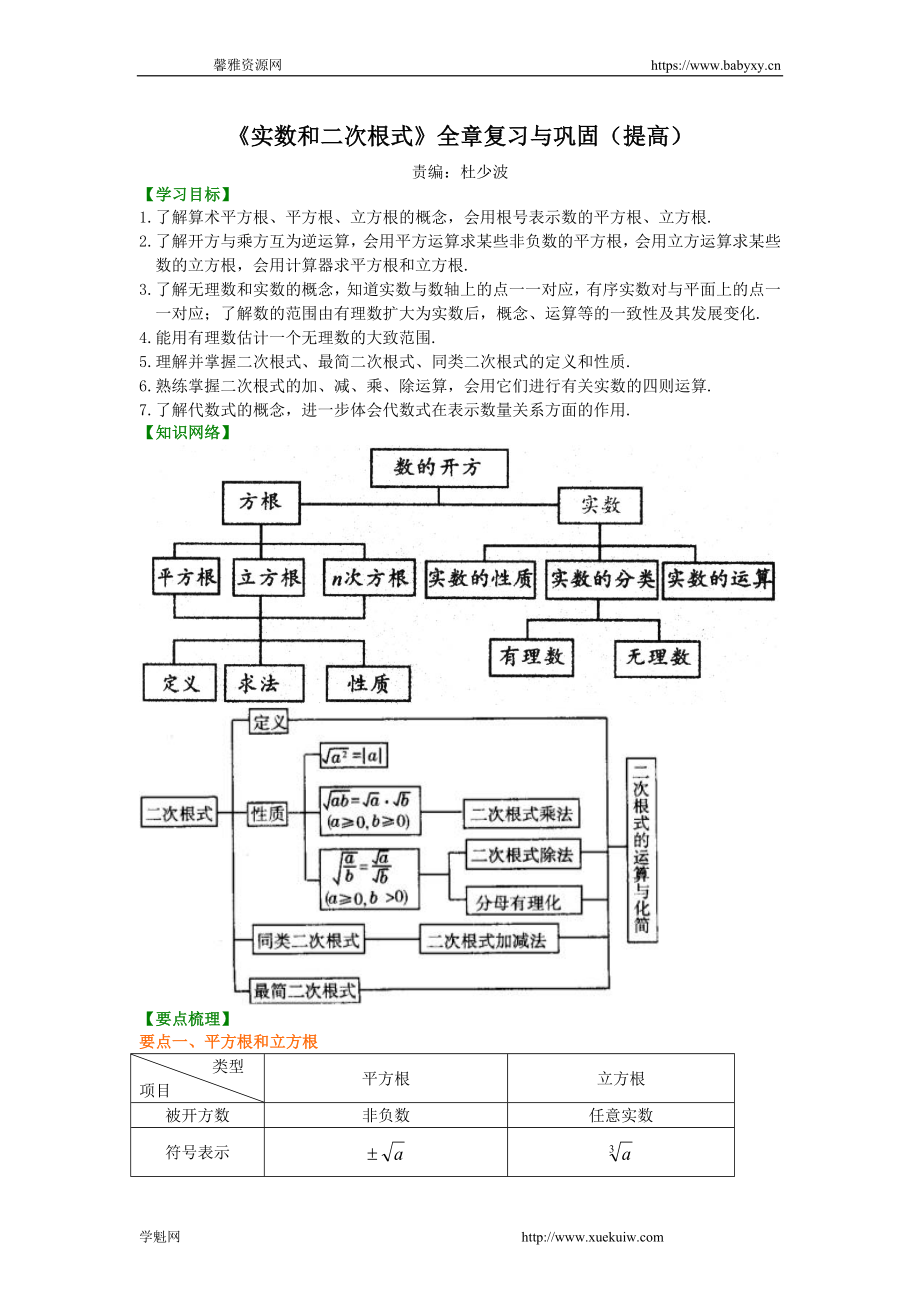 《实数和二次根式》全章复习与巩固（提高）知识讲解.doc_第1页