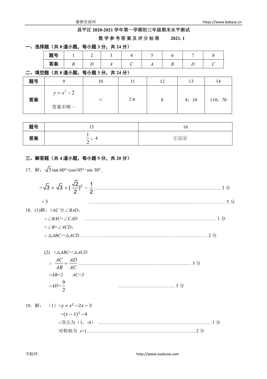 2021.1-9S2-K昌平初三数学2021.1期末答案.docx_第1页