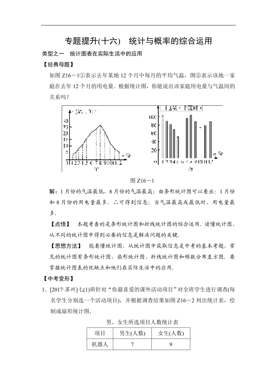 专题提升(十六) 统计与概率的综合运用.doc_第1页