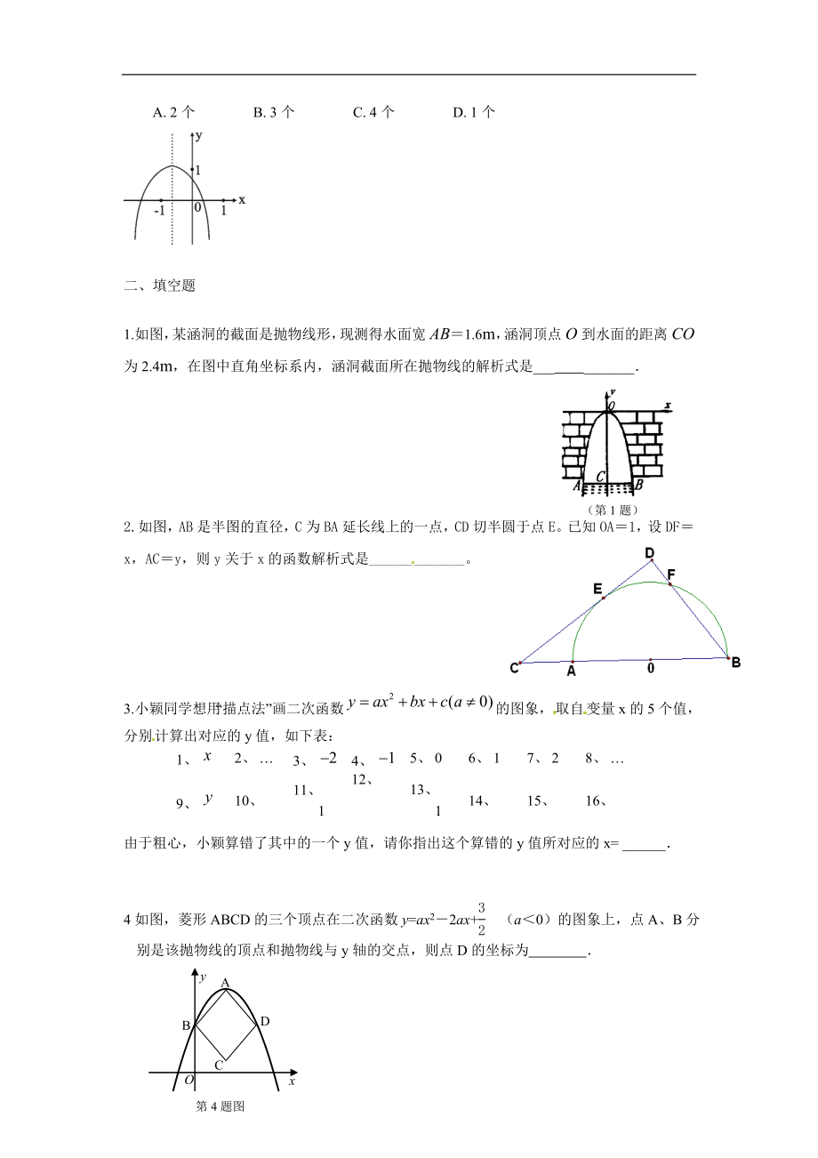 备战2018中考15分钟精华题考点：15二次函数的图象和性质及应用-数学备课大师.doc_第2页