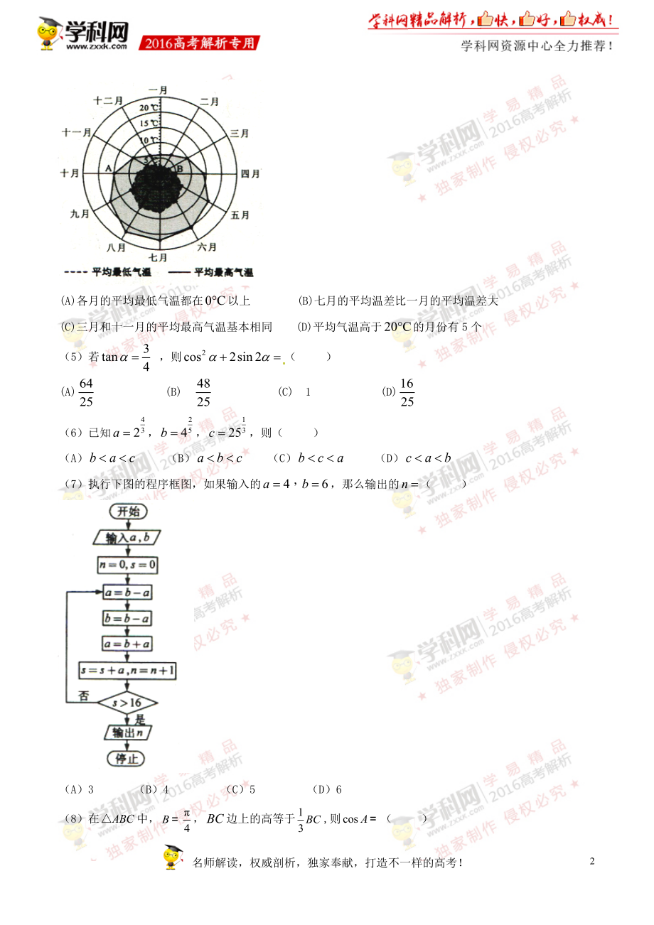 2016年高考新课标Ⅲ卷理数试题解析（正式版）（原卷版）.doc_第2页