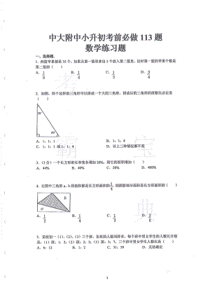 中大附中数学科考前必练113题.pdf