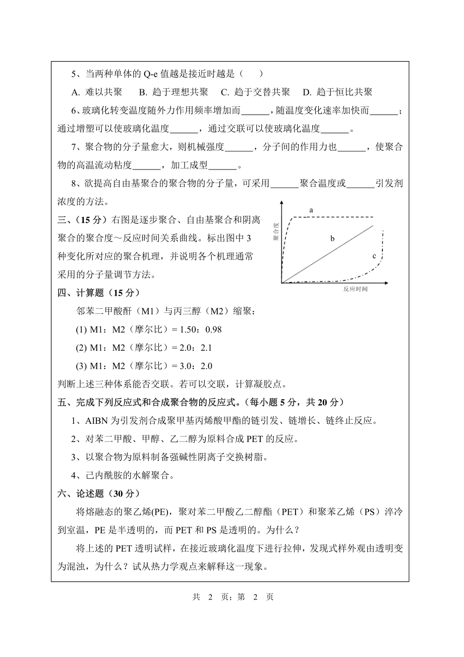 武汉纺织大学2016年803高分子化学与物理.pdf_第2页