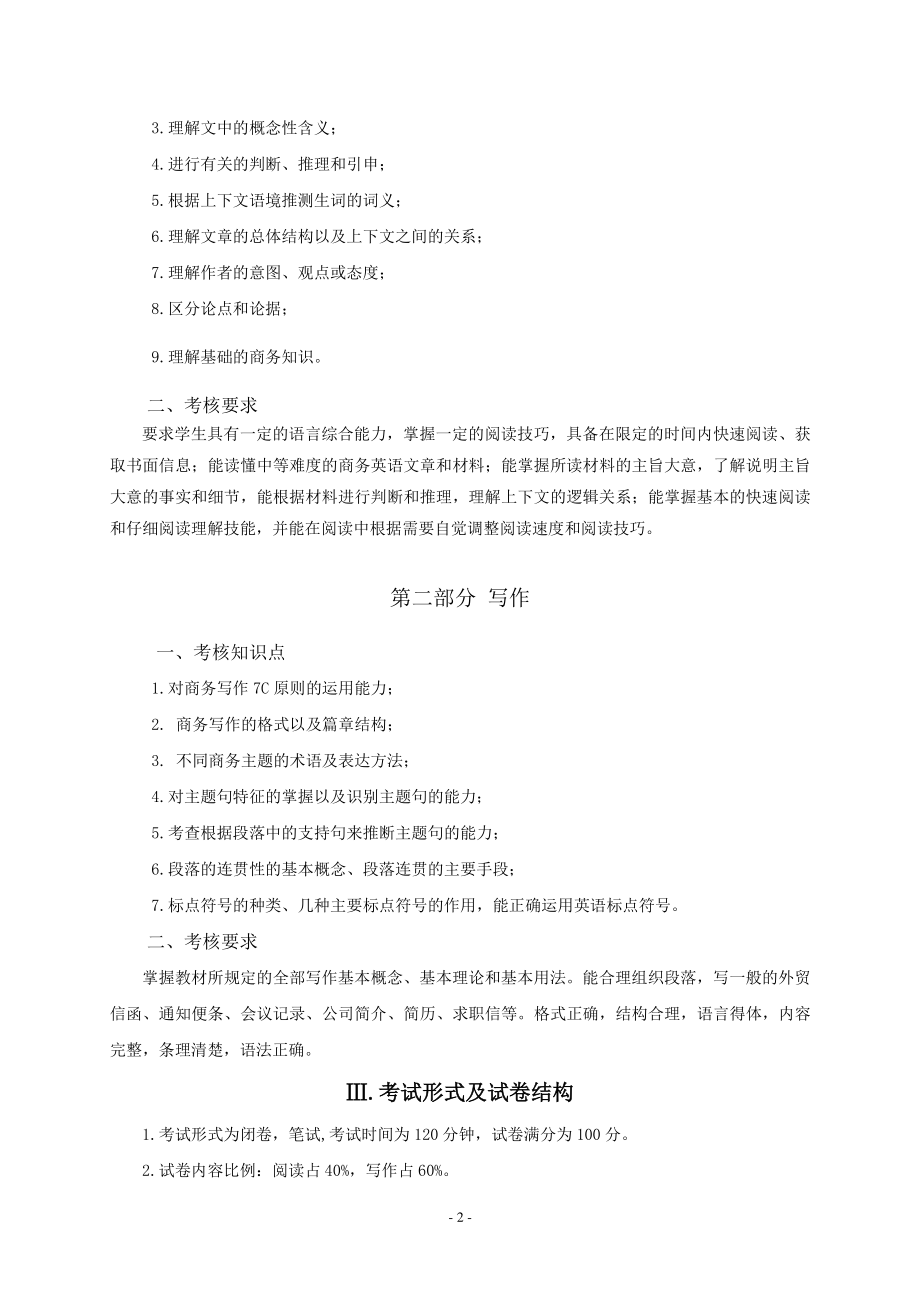 2019年专插本-商务英语《商务英语阅读与写作》考试大纲.pdf_第2页