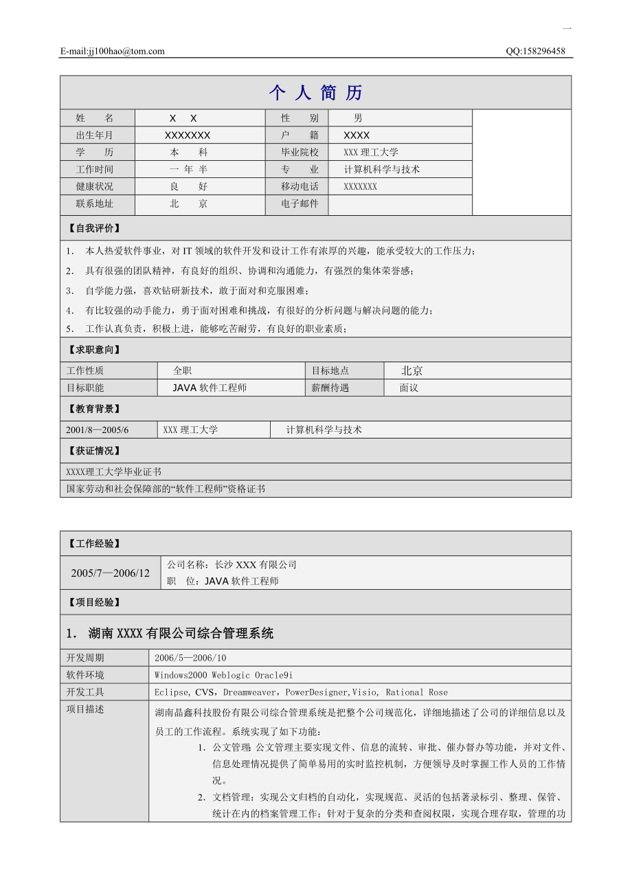 技术简历模板1.doc_第1页