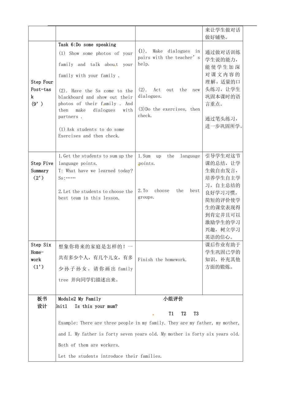 七年级英语上册 Module 2 Unit 1 Is this your mum教案 （新版）外研版.doc_第3页