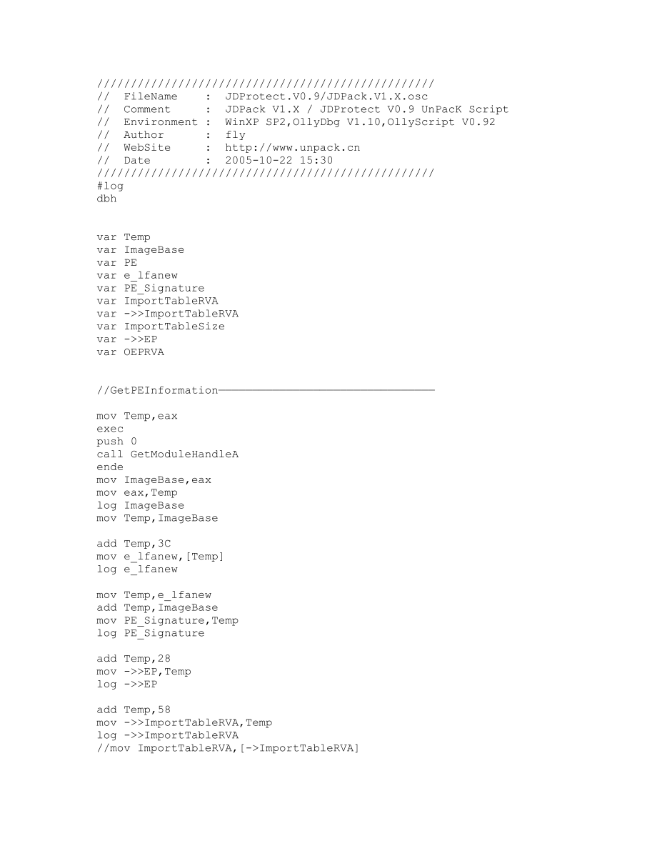JDPack 1.x JDProtect 0.9 OEP Finder + IAT Repair.txt_第1页